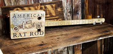 "American Rat Rod" 3-string Acoustic-Electric Cigar Box Guitar - Fun to Play, Made in the USA!