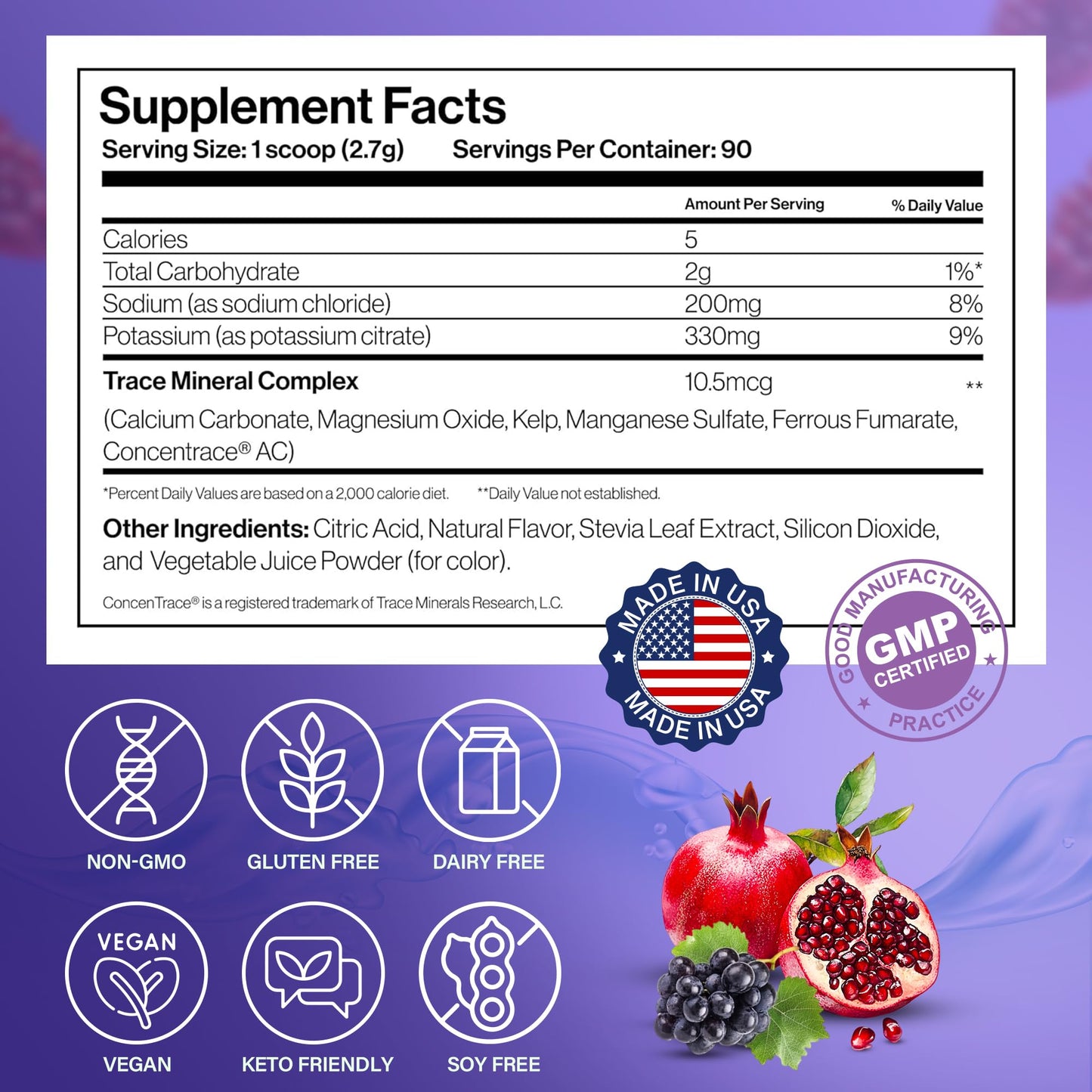 Dr. Price’s Electrolyte Mix | Sugar-Free Hydration Powder with 72+ Trace Minerals | No Sugar, Fast-Dissolving Electrolytes Powder Packets | Blueberry-Pomegranate, 90 Servings