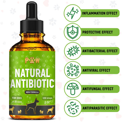 Dog Antibiotics for Infections, Cough, & Teeth Moments | Natural Antibiotics for Dogs with UTIs | Dog Allergy Relief & Canine Breath Treatment in 1 Bottle | Organic | 2 Oz