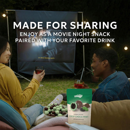 Snackathon Crisp Choco Mint Cookie Bites, 7.5 oz Resealable Snack Pack, Mint White and Dark Chocolate Covered Cookie Bite, Grocery Cookies for Parties, Snack Bag & Sharing, Made in USA