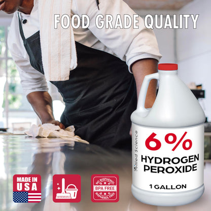 Allied Science 6% Hydrogen Peroxide, Food Grade H202 and Water, 1 Gallon