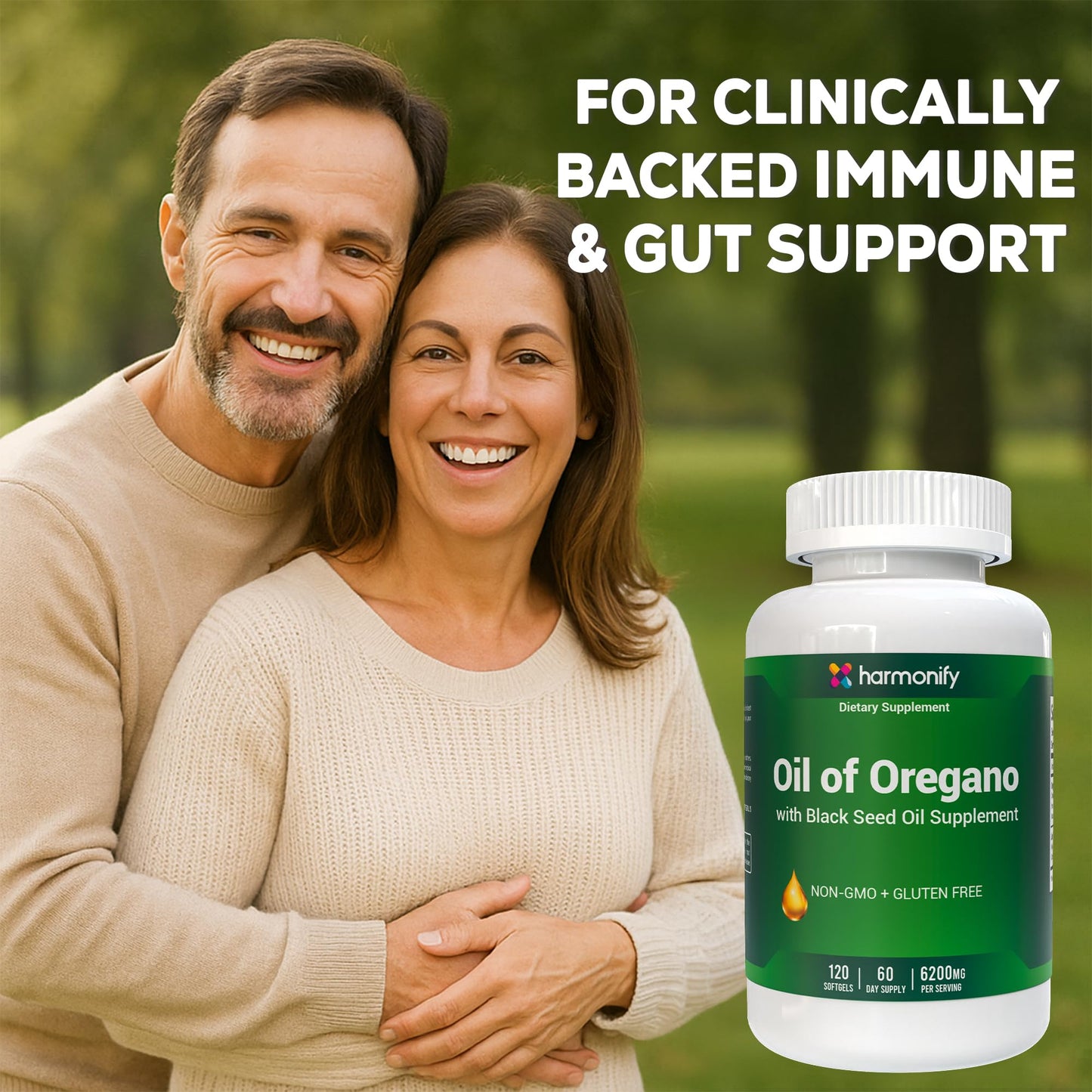 HARMONIFY Oil of Oregano with Black Seed Oil Supplement for Immune & Digestive Support, Black Seed Oil, Oregano Oil Supplement, 120 Softgels, 60 Day Supply, Non-GMO & Gluten Free