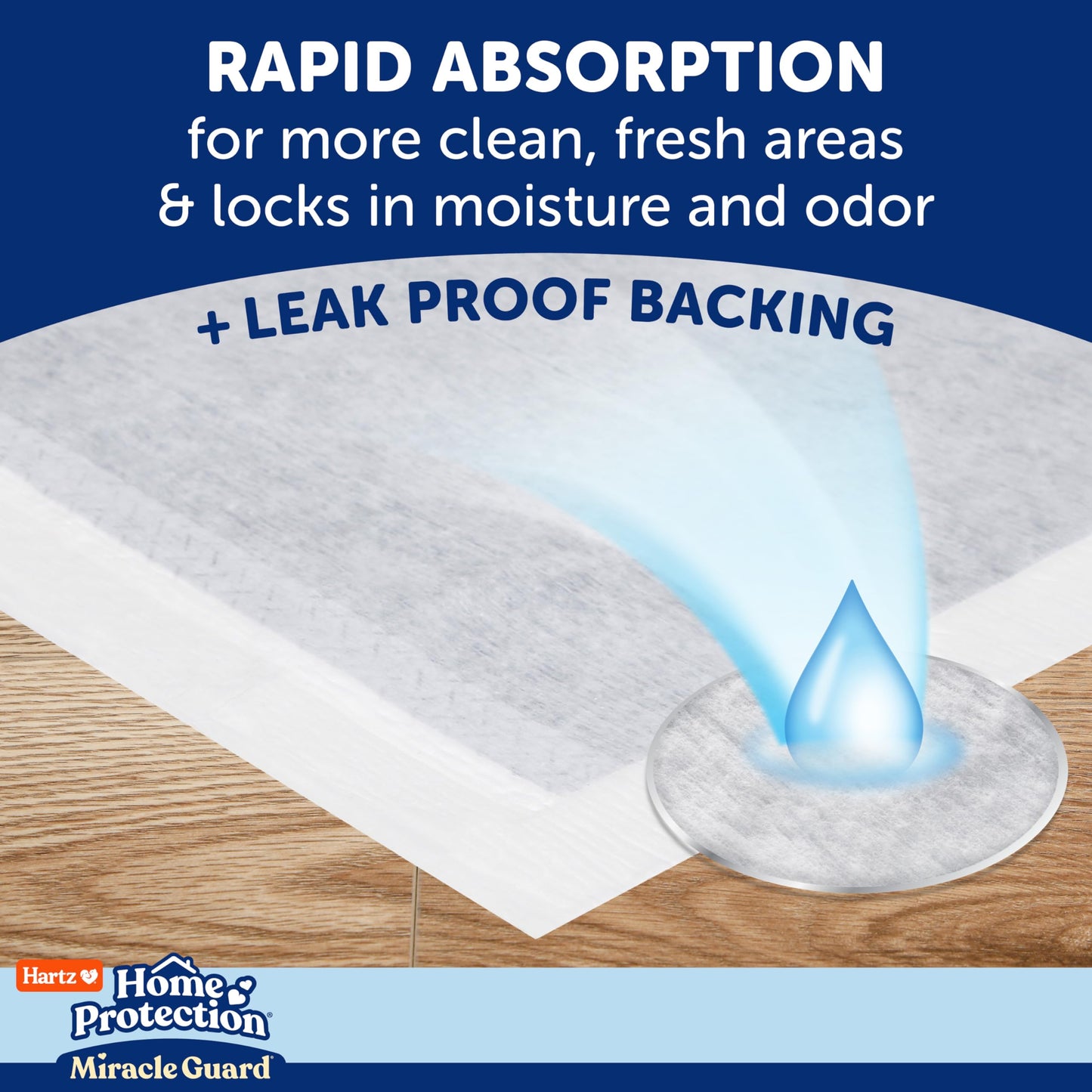 New! Hartz Home Protection Miracle Guard USA Made Dog Pads, Regular Size 50 Count, 3X Absorbency & 3X Longer use, Won't Leak and Odor Eliminating