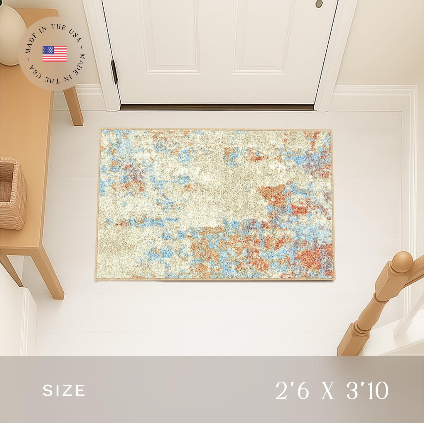 Maples Rugs Southwestern Stone Distressed Abstract Kitchen Rugs Non Skid Washable Accent Area Floor Mat [Made in USA], 2'6 x 3'10, Multi