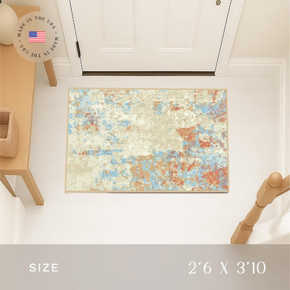 Maples Rugs Southwestern Stone Distressed Abstract Kitchen Rugs Non Skid Washable Accent Area Floor Mat [Made in USA], 2'6 x 3'10, Multi