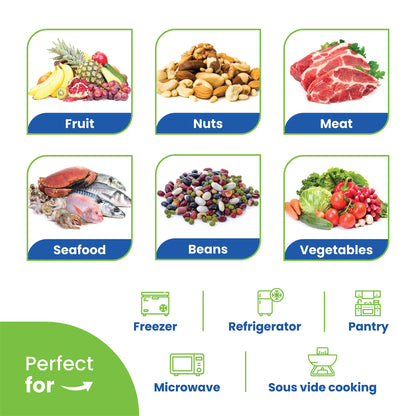 Lock In Fresh Vacuum Sealer Bags for Food - Heavy Duty Food Saver Vacuum Sealer Bag Rolls - Sous Vide, Seal a Meal Bags, 4-pack, 8" x 20' - Made in the USA