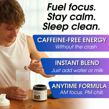 Instant Mushroom Powder 10:1 – Cordyceps Mushroom Supplement with Reishi, Chaga & Shiitake – Caffeine-Free Nighttime Drink with B6, B12, D + Probiotics – Best Mushroom Coffee Organic Blend (Sweet)