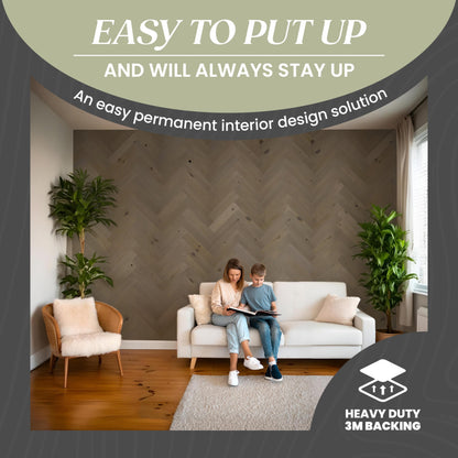 TIMBERCHiC 100% Wood Wall Planks - Made in USA - Peel-and-Stick Panels for Interior Decor - DIY Adhesive Wall Panels, Pebble (3" x 10 Sq Ft)