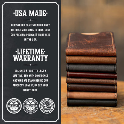Front Pocket Slim Bifold Wallet for Men | Made in USA | Premium Full Grain Leather Men’s Wallet with Minimalist Design
