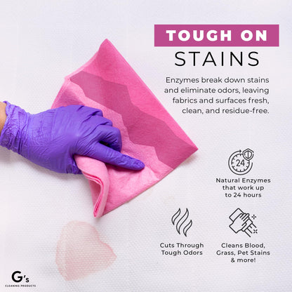 G's Cleaning Biodegradable Stain & Odor Remover Spray – 32 oz Pet Urine Enzyme Cleaner – Pet Odor Eliminator for Home – Cat & Dog Pee Carpet Cleaner – Stain Remover for Rug, Floor, Furniture, Mattress