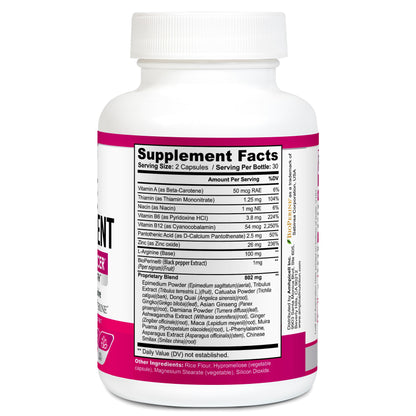 AMPLICELL Female Enhancement & Libido Booster – Energy, Hormone Balance & Mood Support with Maca Root, Horny Goat Weed, Dong Quai, Ginseng & Vitamins for Women – 60 Capsules