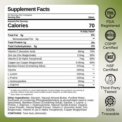 Liquid Collagen for Women - Vegan Collagen Liposomal Supplement - Ultra Absorption, Plant Based with Bamboo Extract, Vitamin C, Amino Acids - Skin, Hair, Nail, Joint Support - Maple Mocha 30 Servings