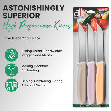 Alfi All-Purpose Knives Aerospace Precision Pointed Tip - Home And Kitchen Supplies - Serrated Steak Knives Set | Made in USA