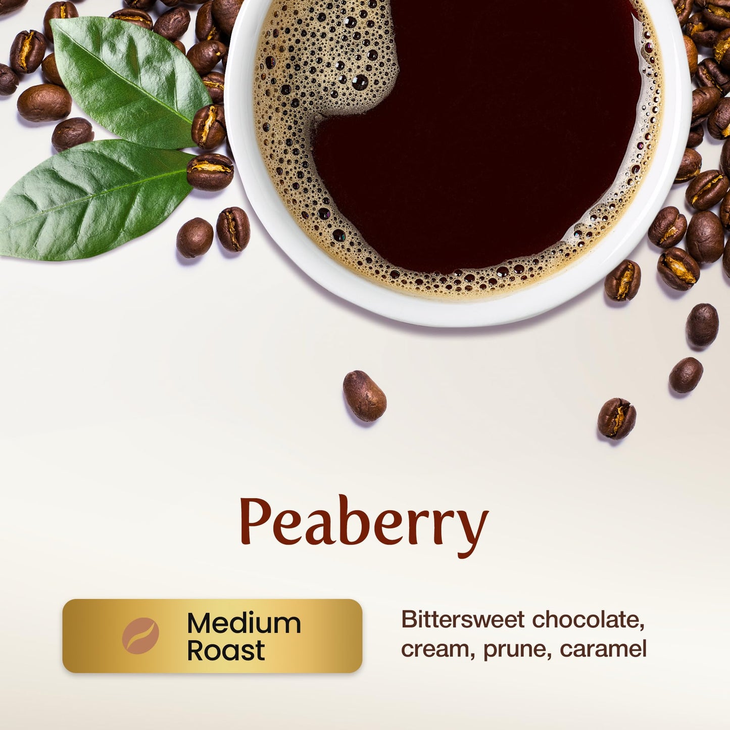 KONA EARTH - Peaberry, 100% Kona Coffee Beans, Whole Farm-Fresh Medium Roast Coffee Beans, Micro-Batch-Roasted, 1 lb., Pack of 1