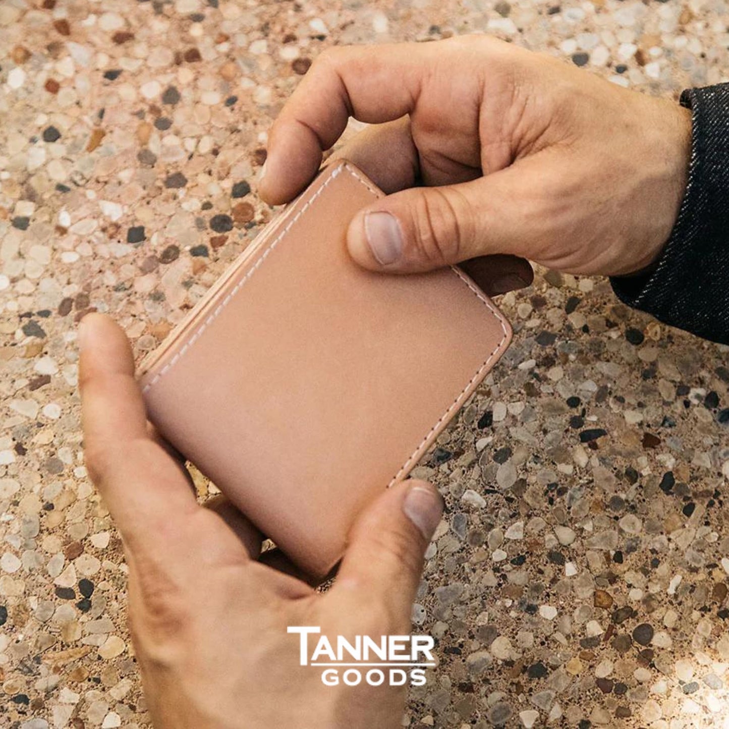 TANNER GOODS Mens Wallet. Mens Leather Wallets. Utility Bifold 4 Card Pocket Wallet, Billfold Slot Cardholder. Made in USA, Natural