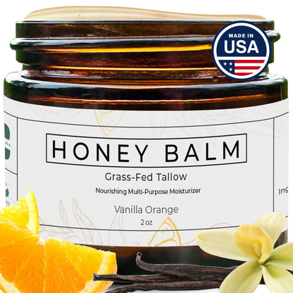 Really Good Blends Tallow and Honey Balm, Handmade, Organic Body Butter, Grass-Fed Beef Tallow for Skin, All-Natural Moisturizer - 2 oz (Vanilla Orange)