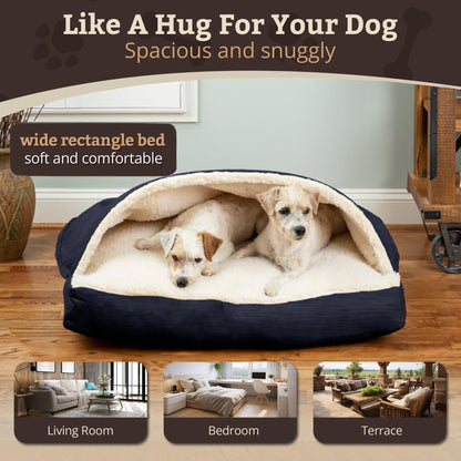 Snoozer Pet Products Rectangle Cozy Cave Dog Bed, Small, Navy