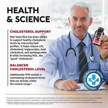 Red Yeast Rice 1200 mg with CoQ10 100 mg - with Magnesium | Niacin | Vitamin E & D3 - Heart Health Support, Energy & Metabolism - Effective, Flush-free & Laboratory Tested - Made in USA, 120 Capsules