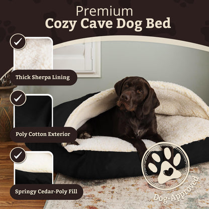 Snoozer Pet Products Luxury Rectangle Cozy Cave Dog Bed with Microsuede, Small, Black