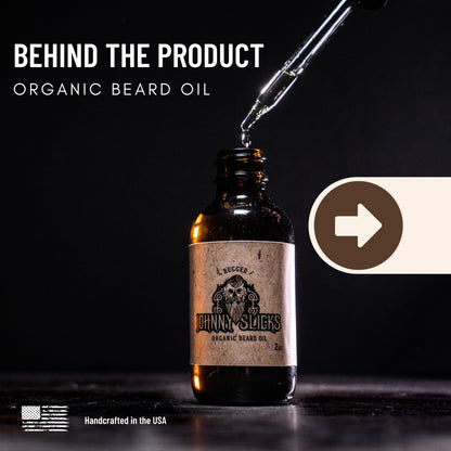 Johnny Slicks Organic Beard Oil | Moisturize, Soften, Promote Hair Growth, Reduce Itch (US Made, Veteran Owned Handcrafted with Clean Ingredients), Rugged