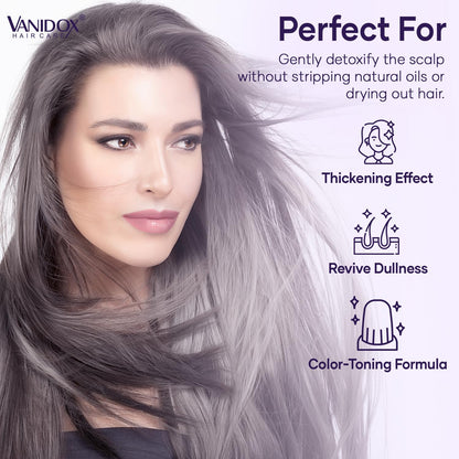 VANIDOX Brass Toning Purple Shampoo for Grey and Silver Hair, Infused with Purple Pigment, Sulfate Free Shampoo for Gray and Silver Hair (16 fl oz)