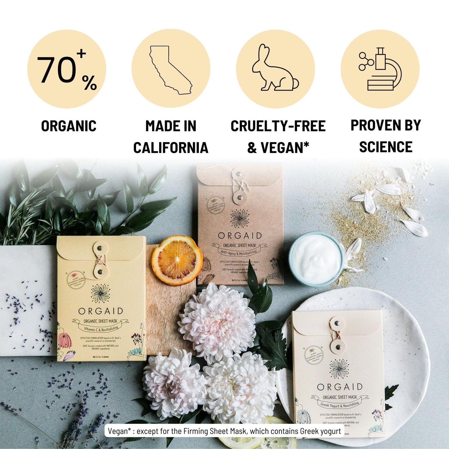 ORGAID Organic Sheet Mask | Made in USA (Anti-aging & Moisturizing)