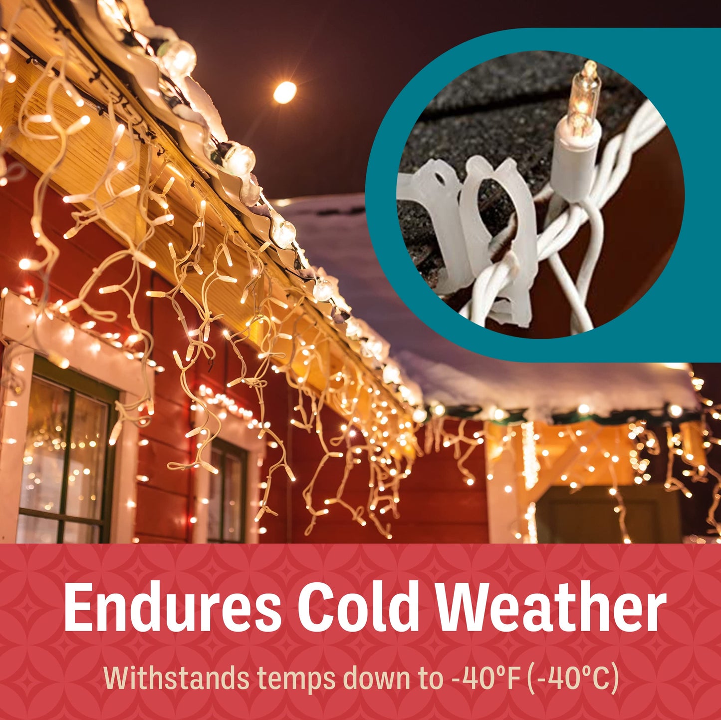 Holiday Joy 200 PCS of All Purpose Gutter Hooks for Outdoor String Lights - Quick & Easy Installation Christmas Lights Clips for Shingles & Gutters - Patent Design String Light Hooks - Made in USA