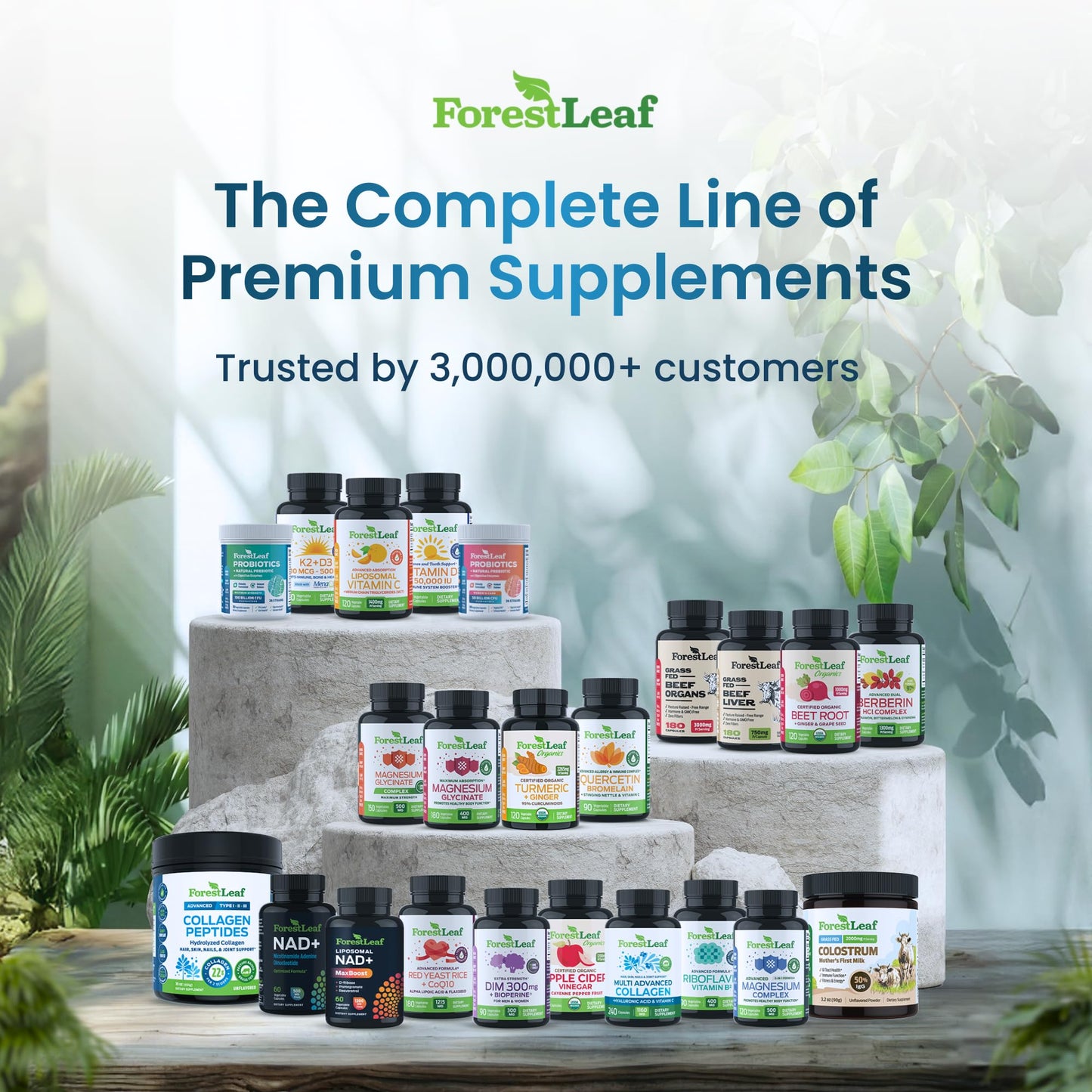 ForestLeaf Collagen Peptides Powder Unflavored - Hydrolyzed Grass Fed Keto Collagen Protein Powder Type 1, 2 & 3 - Vital Hair, Skin, Nails, Joints, Recovery, 11g Per Serving