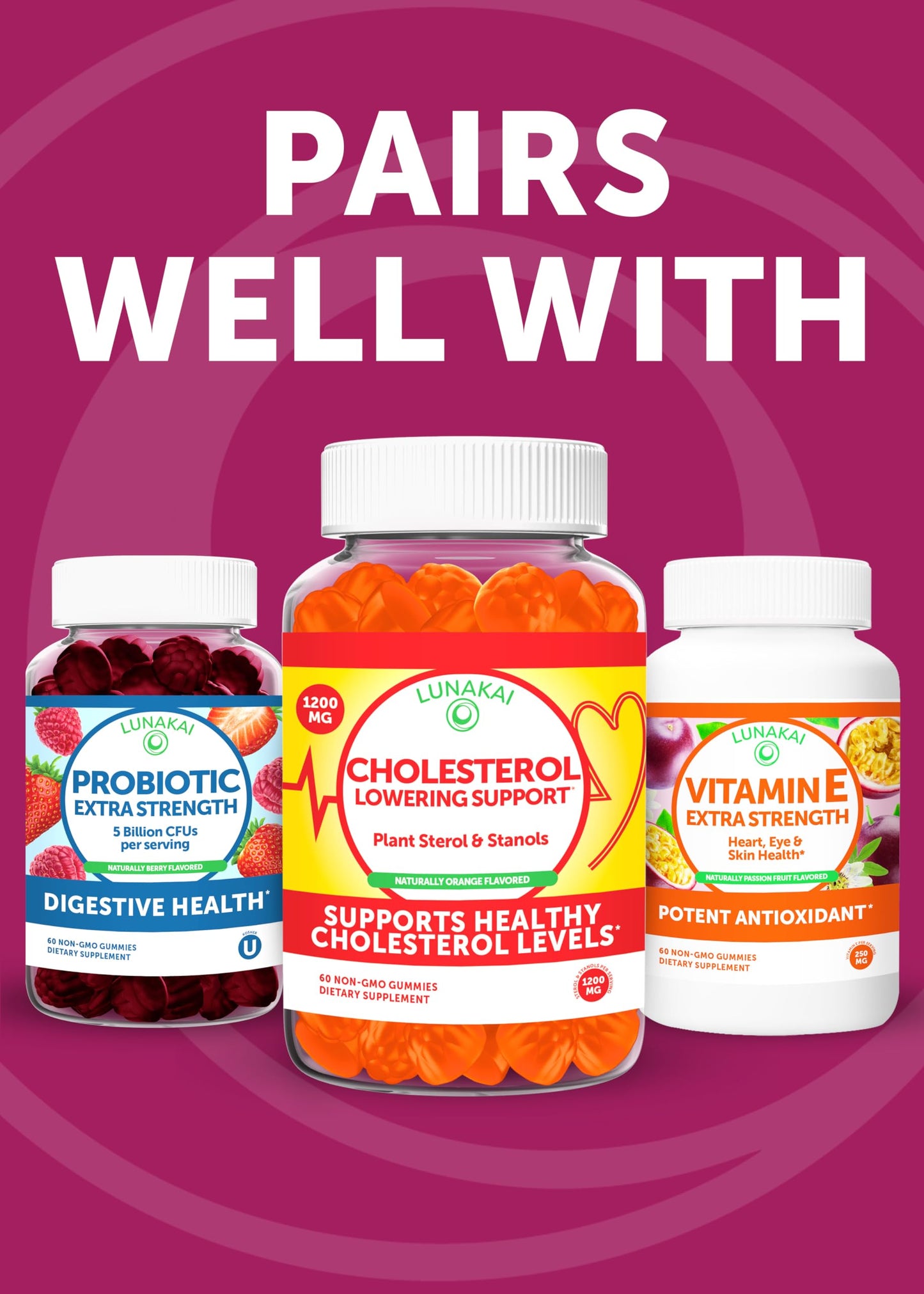 Lunakai USA Made Beet Root Gummies with Antioxidant Blend - Delicious Non-GMO Beet Chews, 60ct