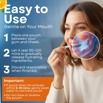 OPS Citrus Splash 4-1 Oral Moisturizing Pouch - Breath Mints Pouches, Xylitol Mints Pouches, Mouth Moisturizer | Saliva Substitute | Contains Xylitol & Menthol (Citrus)