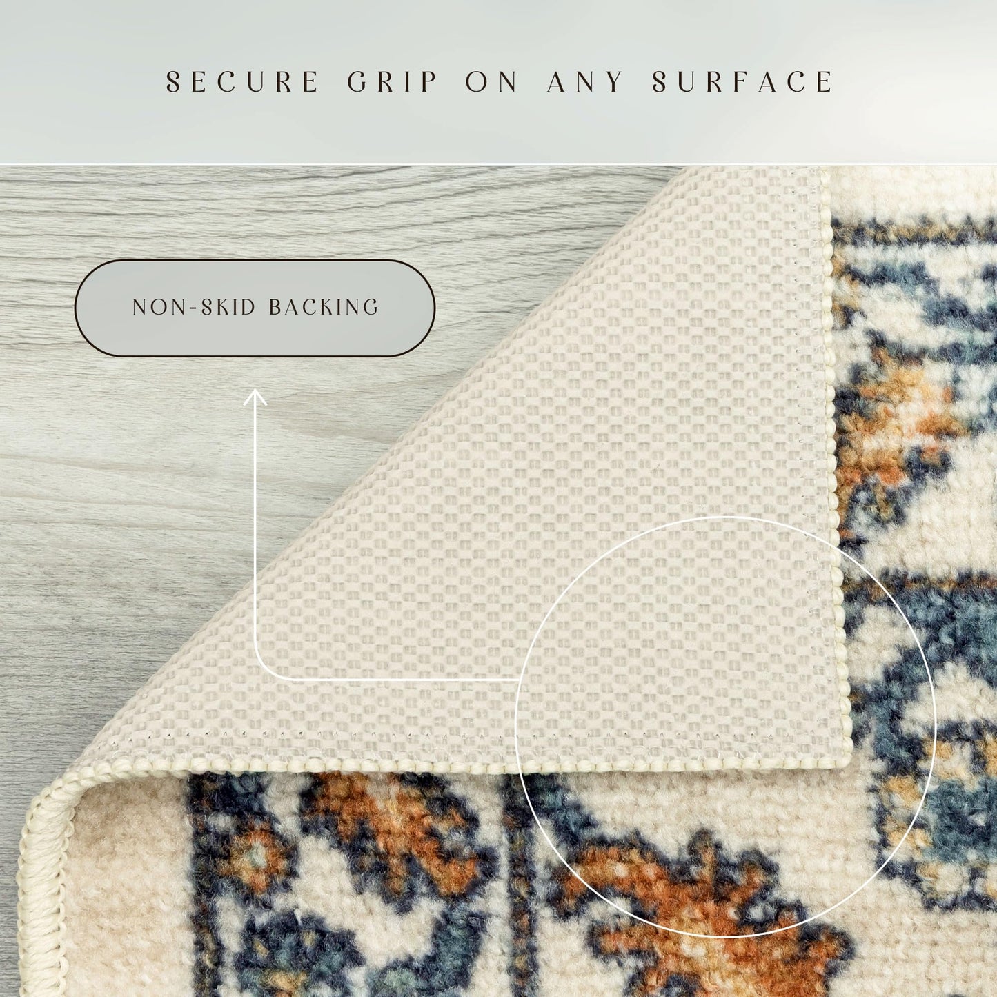 Maples Rugs Benton Oriental Area Rugs – Made in USA – Washable, Non Slip Indoor Carpet for Entryway, Foyer, Kitchen, and Bathroom, 30" x 46", Beige/Multi