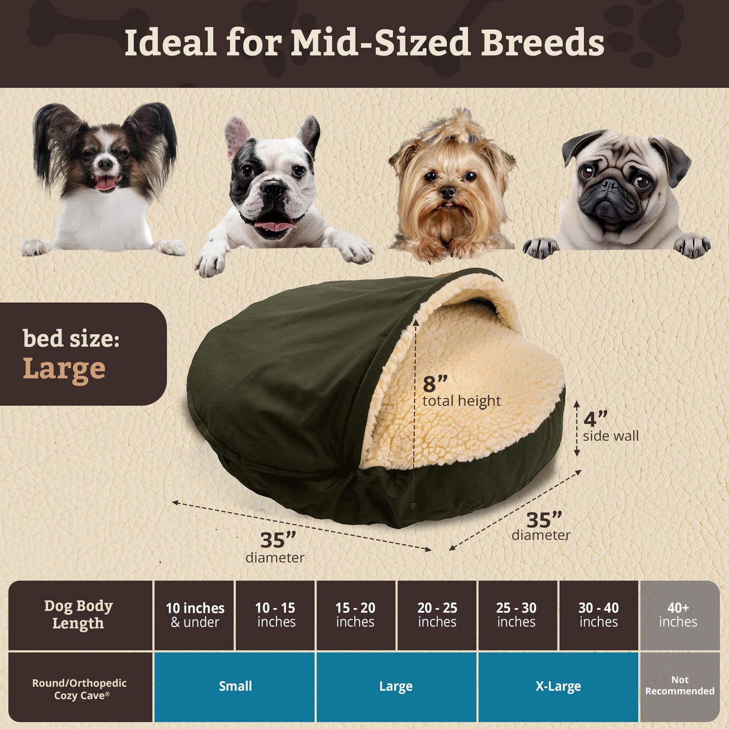 Snoozer Cozy Cave, Olive, Large