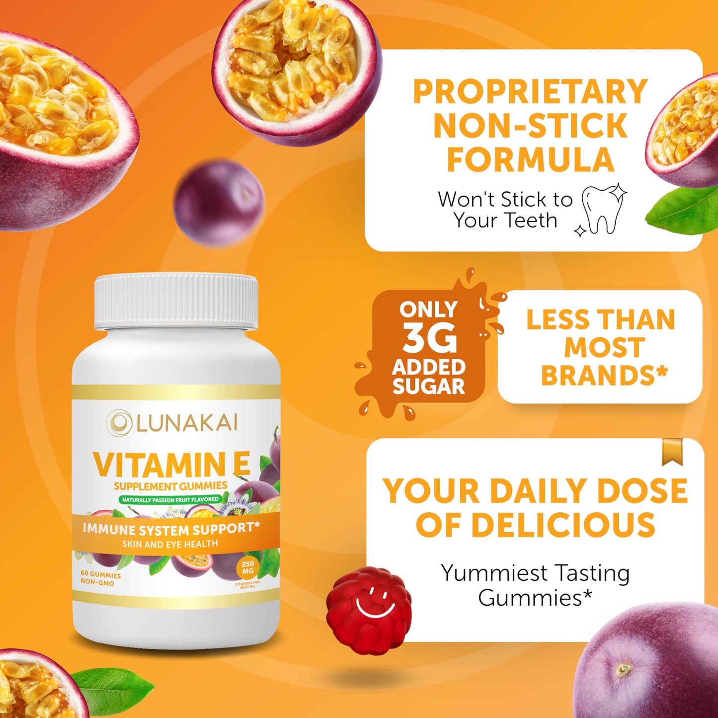 Lunakai Collagen and Vitamin E Gummies Bundle - Non-GMO Anti Aging Supplements for Men & Women - Natural Gummy with Vitamin C & 250 mg Natural VIT E
