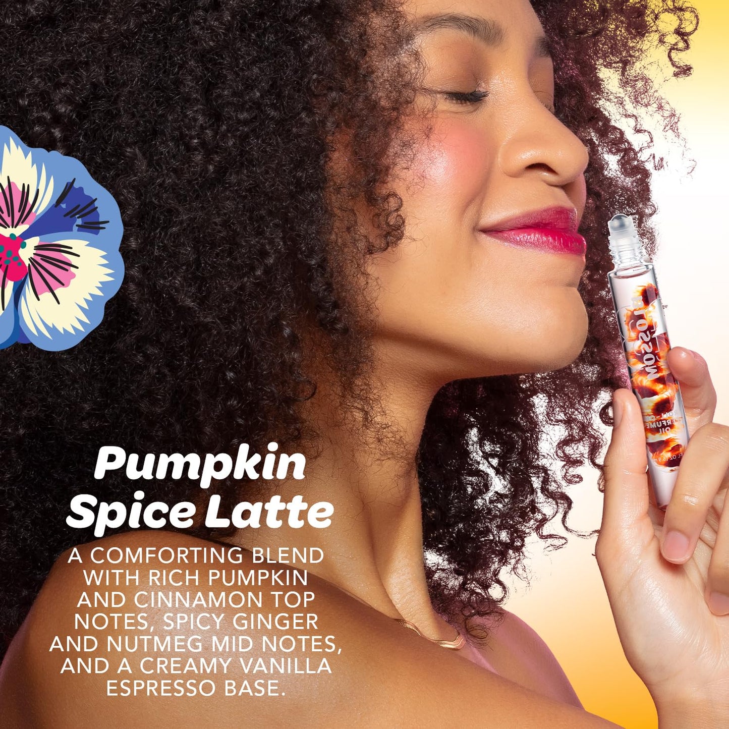 Blossom Roll on Perfume for Women Alcohol Free Gourmand Rollerball Perfume Oil with Essential Oils, Infused with Real Flowers, Made in USA, 0.20oz, (Pumpkin, Vanilla, Cinnamon) Pumpkin Spice Latte