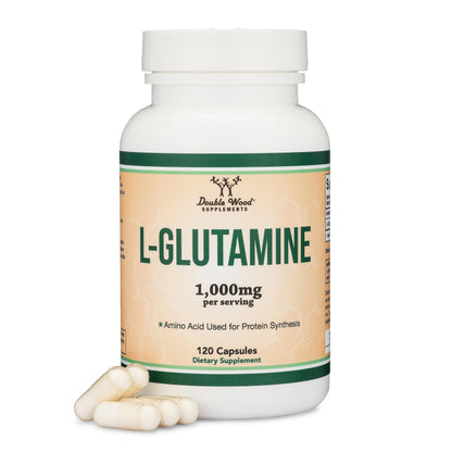 L Glutamine Capsules - No Fillers (1000mg Servings, 120 Capsules) Non-GMO, Gluten Free, Keto Safe, Vegan Friendly, Third Party Tested (for Endurance and Gut Health) by Double Wood