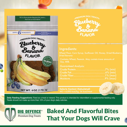 Dig Defence Premium Dog Treats - Blueberry and Banana, Natural Ingredients, Baked Gourmet Snacks for Small & Big Dogs, Healthy Training Treat, 2 Pack