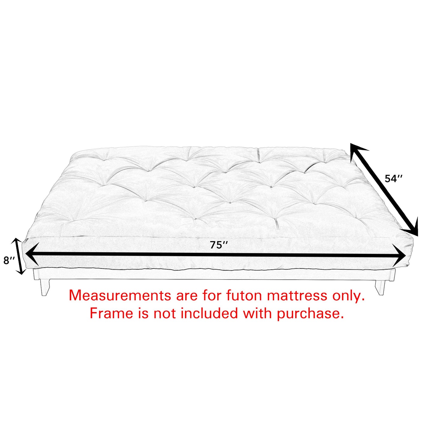 Mozaic Full Size 8-inch Cotton Twill Gel Memory Foam Futon Mattress, Red