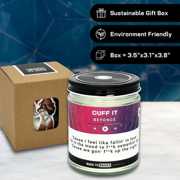 Back to Basics Candles | Cuff It - 9oz Soy Wax Lavender Scented Candle for Home Decor, Birthday Gifts for Women, Men, Best Friend | Relaxing Aromatherapy Made in USA