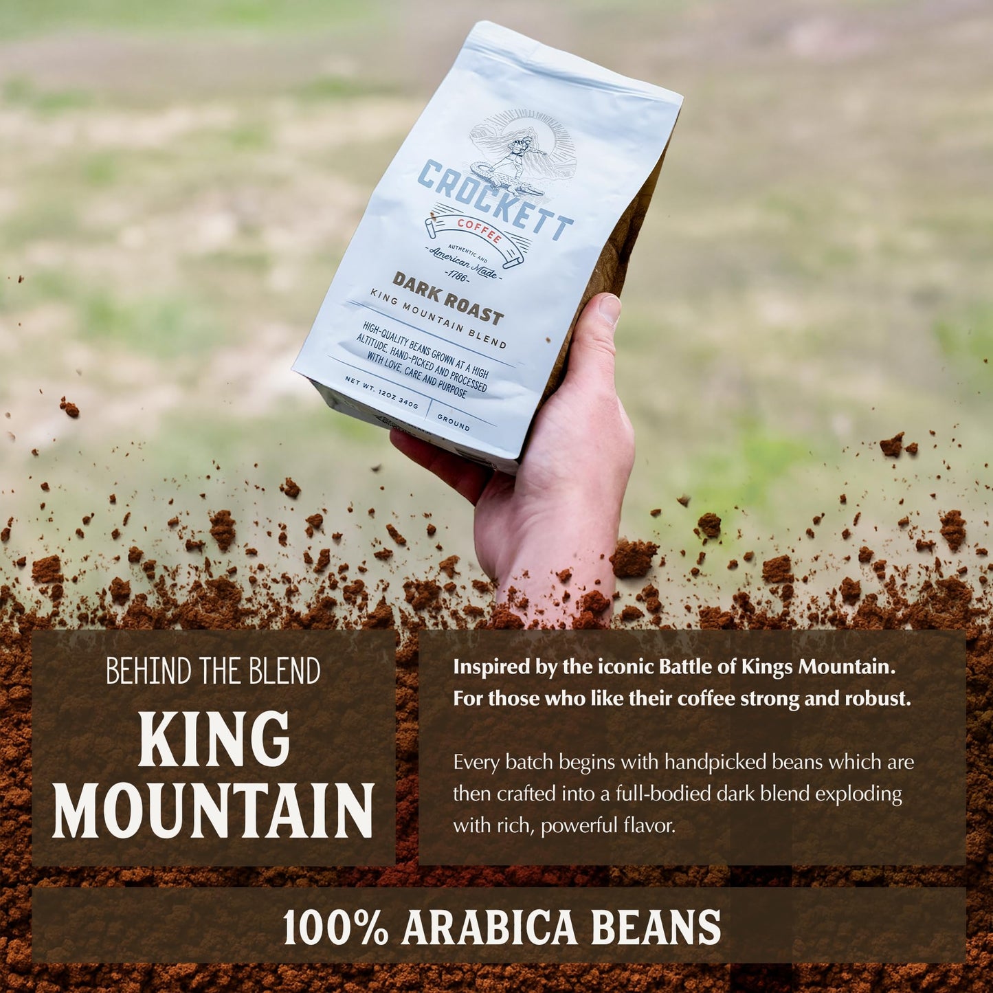 Crockett Dark Roast Ground Coffee – Bold Dark Roast Ground Coffee with Full-Bodied Flavor, Smooth Finish & No Bitterness – Perfect for Rich, Gritty Brewing Without the Burn