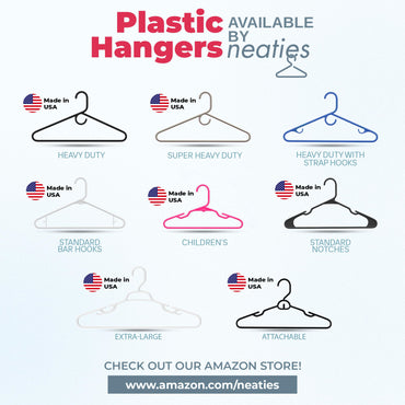 Made in USA Heavy Duty Plastic Clothes Hangers Bulk, 20 30 50 100 Pack Available, Strong Plastic Hangers, Jacket Coat Hangers, Thick Plastic Hanger for Closet and Clothing Hangars