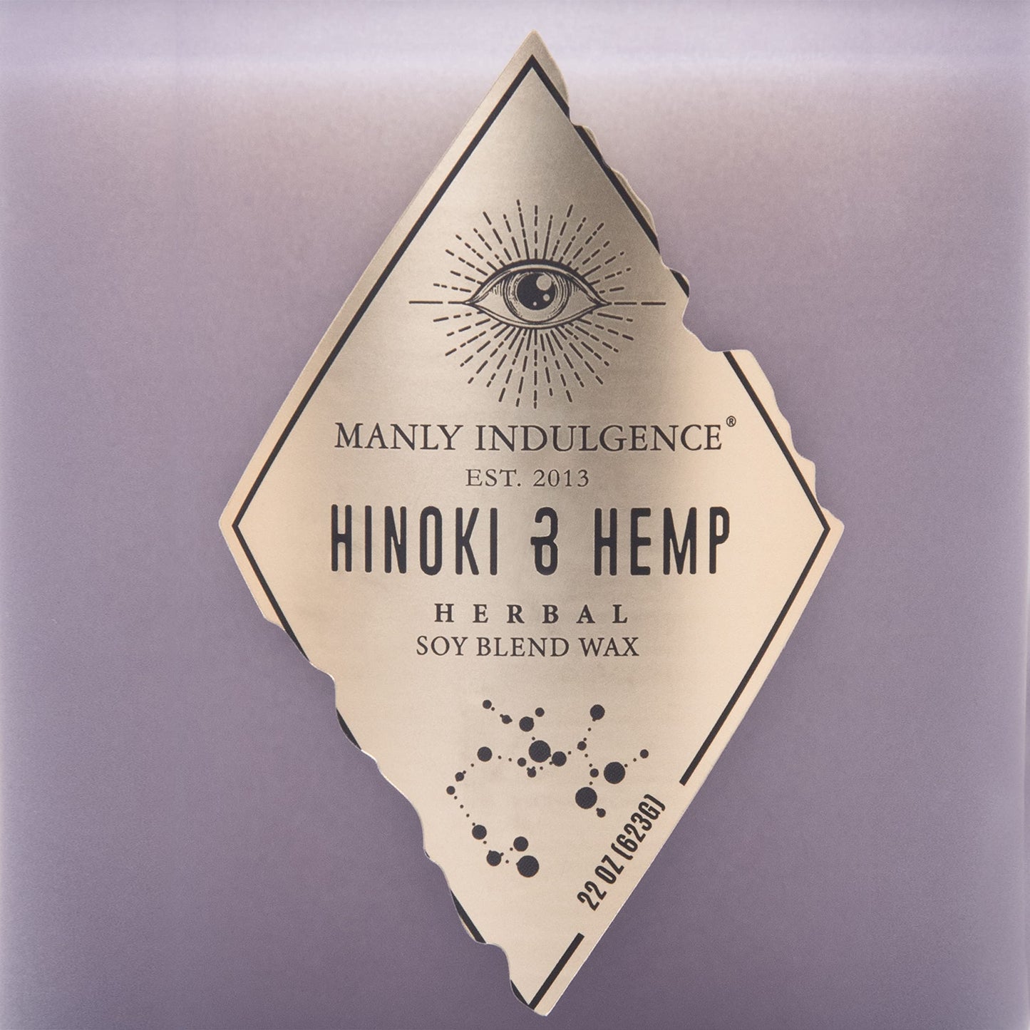 Manly Indulgence Hinoki & Hemp Scented Jar Candle, Rebel Collection, 2 Wick, Purple, 22 oz - Up to 120 Hours Burn