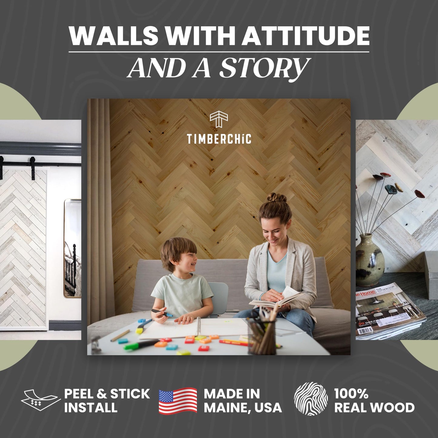 TIMBERCHiC 100% Wood Wall Planks - Made in USA - Peel-and-Stick Panels for Interior Decor - DIY Adhesive Wall Panels, Baxter Blonde (3" x 10 Sq Ft)