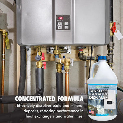 Nature's Freedom Tankless Water Heater Flush Descaler, Gallon (128 oz) – Professional Non-Toxic Descaling Solution, Biodegradable, Made in the USA