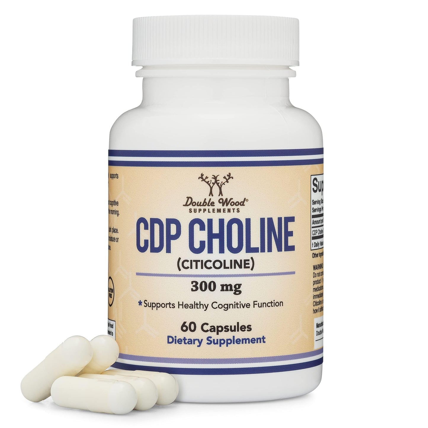 CDP Choline (Citicoline) Supplement, Pharmaceutical Grade, Third Party Tested (60 Capsules 300mg)