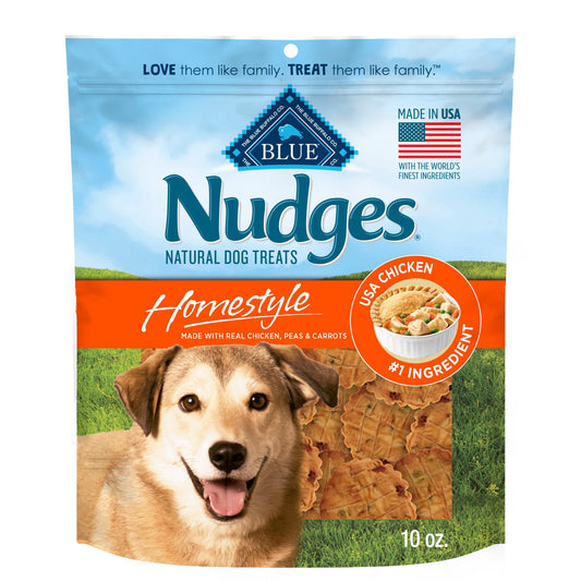 Blue Buffalo Nudges Homestyle Natural Dog Treats Made with Real Chicken, Made in the USA, Chicken, 10-oz Bag