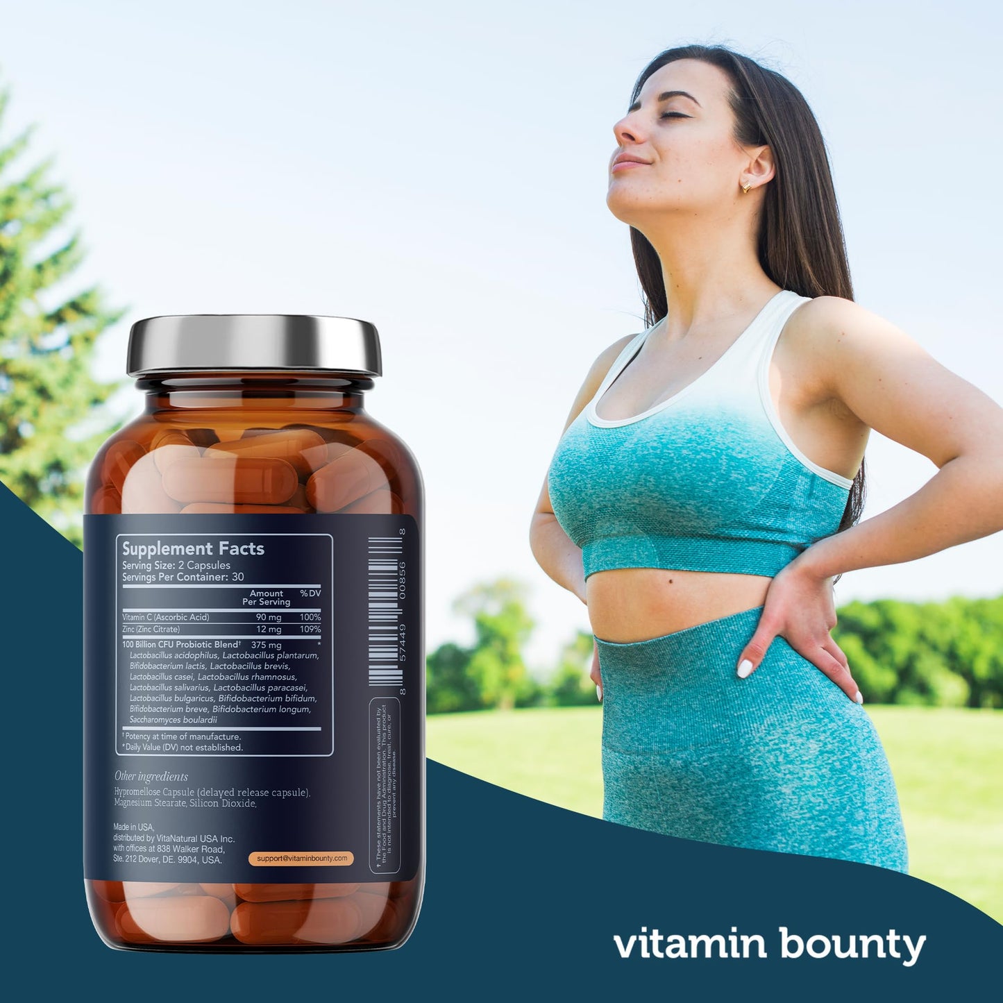 Vitamin Bounty Pro-100 Probiotic 100 Billion CFU - 13 Strains for Digestive Health & Immune Support - High Potency Probiotics for Women & Men - Delayed Release Capsules for Gut Health - 60 Count