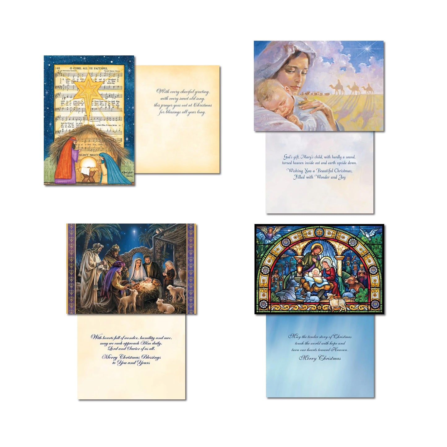 Leanin' Tree - Made In USA - 20 Religious Christmas Cards Boxed with Envelopes, Merry Christmas Cards 2025, Send Heartfelt Messages for the Season of Faith and Joy