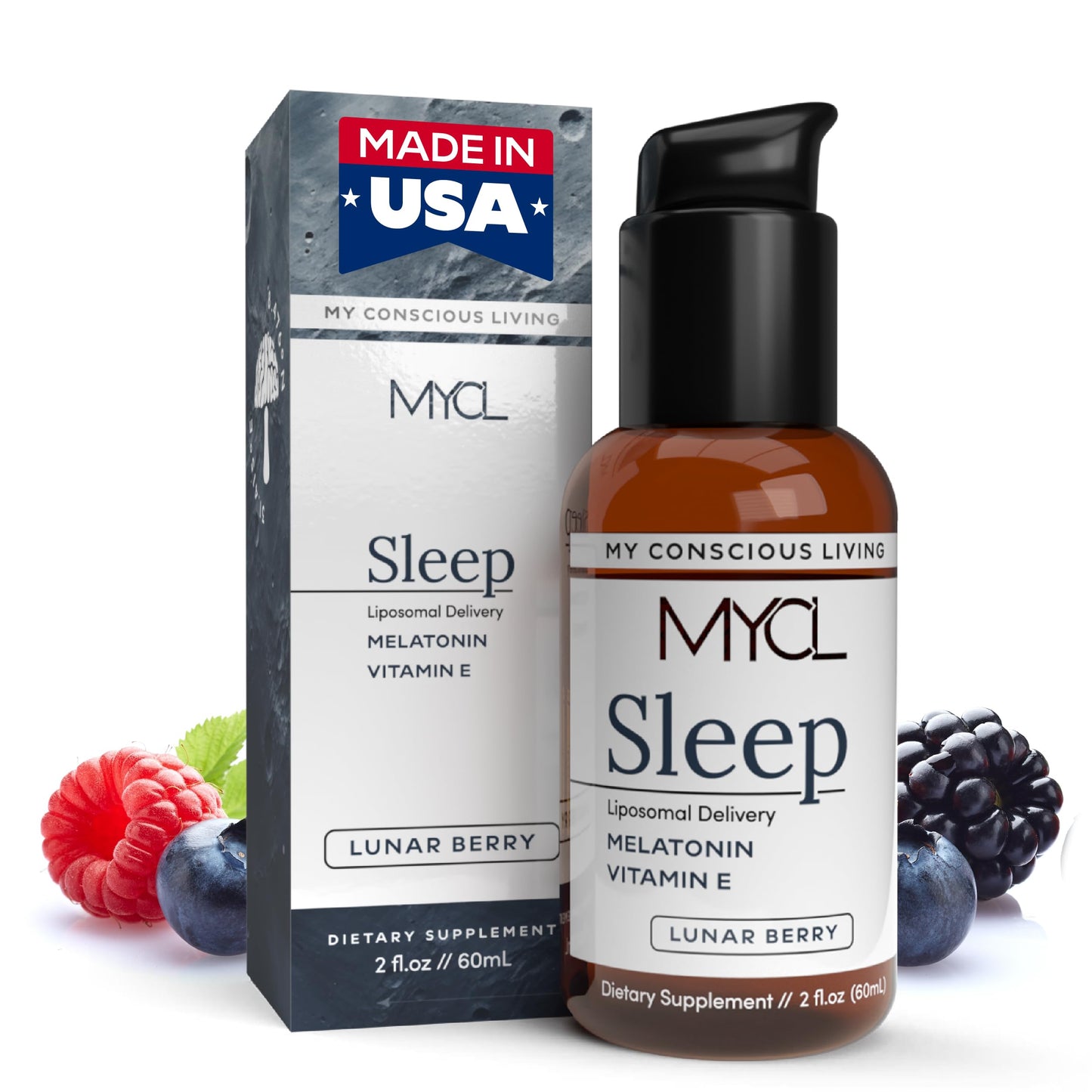 Sleep Liposomal Supplement with Low-Dose Liquid Melatonin Kids and Adults - Relaxation Aid, Deep Restorative Sleep Support - Vegan and Clean - Advanced Absorption - Berry Flavor - 60 Pump Servings