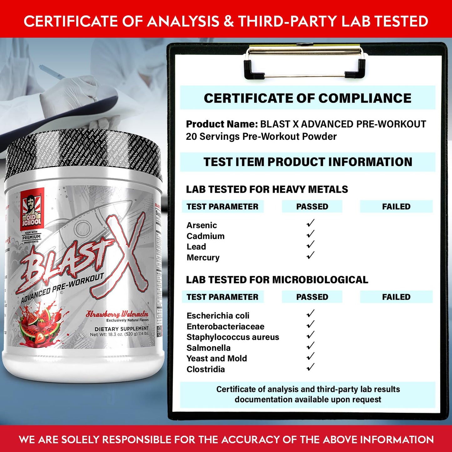 Blast X Advanced Pre Workout Powder, Intense Energy Booster Preworkout for Men & Women, Natural Caffeine + ZumXR®, Beta Alanine, Citrafuze™, L-Citrulline & Taurine for Strength, Focus & Endurance