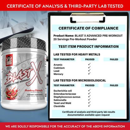 Blast X Advanced Pre Workout Powder, Intense Energy Booster Preworkout for Men & Women, Natural Caffeine + ZumXR®, Beta Alanine, Citrafuze™, L-Citrulline & Taurine for Strength, Focus & Endurance
